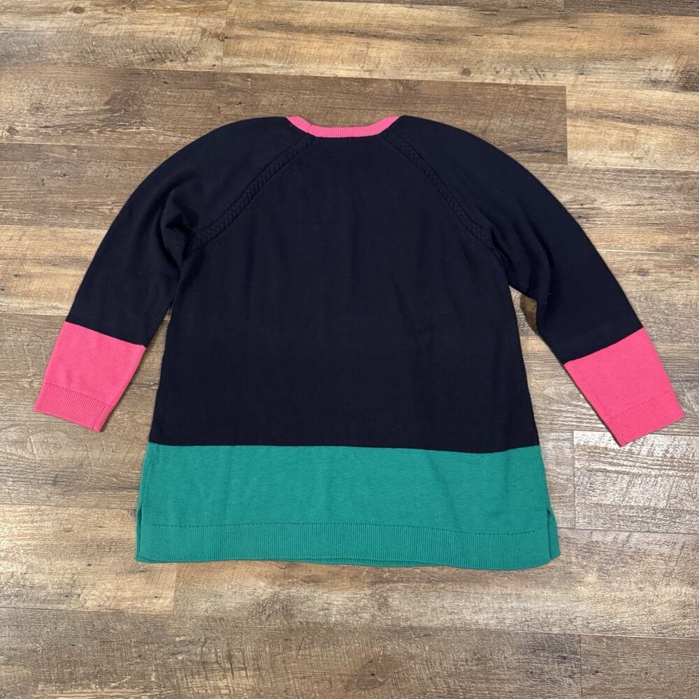 Talbots Lambs Wool Blend Knit Sweater Colorblock 2XL XXL Preppy Cozy Office READ